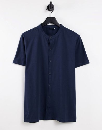 Chemise en jersey à col mao - marine - Asos Design - Modalova
