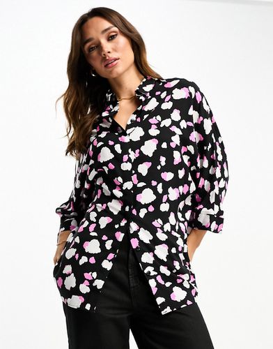 Chemise manches longues oversize à imprimé tacheté - Noir, blanc et rose - Asos Design - Modalova