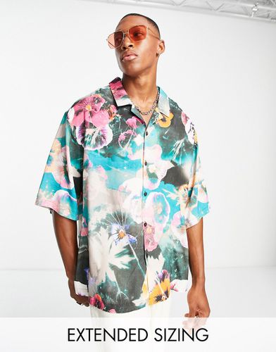 Chemise oversize à fleurs avec col à revers et épaules tombantes - Couleurs vives - Asos Design - Modalova