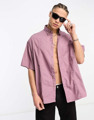 Chemise oversize coupe carrée en popeline - Lie-de-vin délavé - Asos Design - Modalova