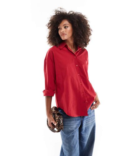 Chemise oversize en popeline - Bordeaux - Asos Design - Modalova