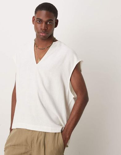 Chemise sans manches coupe carre  enfiler en lin mlang - Asos Design - Modalova
