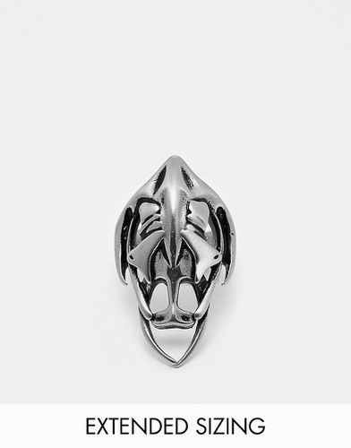 Chevalière en acier inoxydable étanche motif crâne d'animal - brossé - Asos Design - Modalova