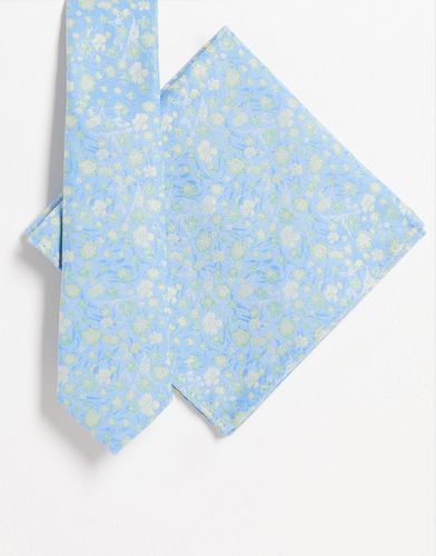 Cravate fine et carré de poche à imprimé fleuri - Vert/ - Asos Design - Modalova