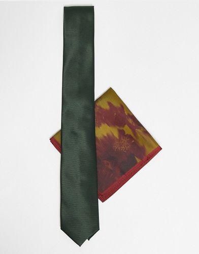 Cravate fine et pochette à fleurs abstraites - foncé - Asos Design - Modalova