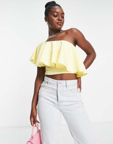 Crop top asymétrique à volants en néoprène - Citron - Asos Design - Modalova