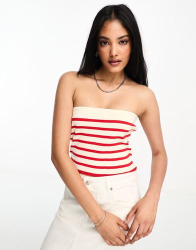 Crop top bandeau en maille - Rouge et blanc - Asos Design - Modalova