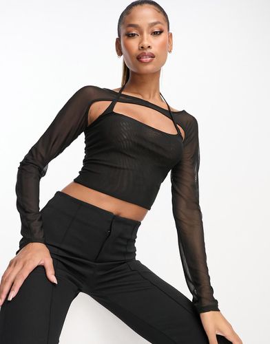 Crop top double épaisseur en tulle - Noir - Asos Design - Modalova