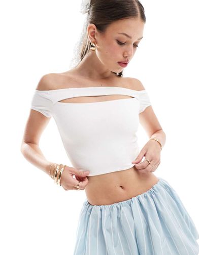 Crop top manches courtes à encolure bardot et découpe - Asos Design - Modalova