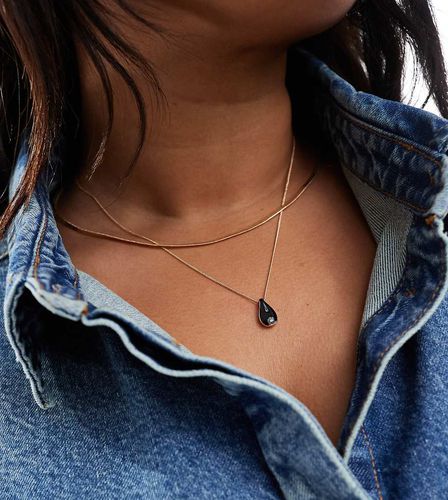 ASOS DESIGN Curve - Collier multirang à pendentif en émail noir - Asos Curve - Modalova