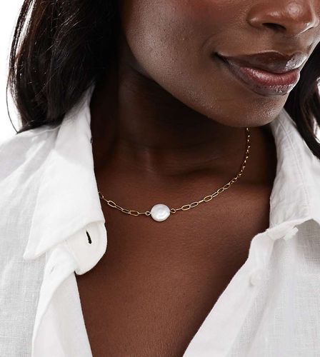 ASOS DESIGN Curve - Collier plaqué or 14 carats avec perles fantaisie - Asos Curve - Modalova