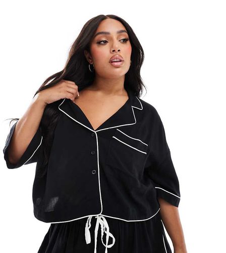 ASOS DESIGN Curve - Chemise de pyjama courte à liserés contrastants - Asos Curve - Modalova