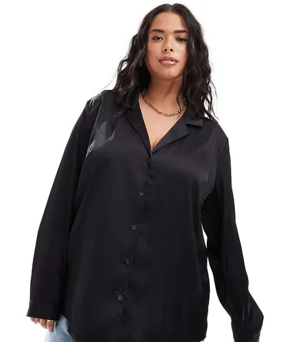 ASOS DESIGN Curve - Chemise décontractée en satin à manches longues - Asos Curve - Modalova