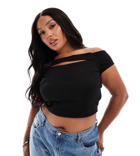 ASOS DESIGN Curve - Crop top à manches courtes avec encolure Bardot à découpe - Asos Curve - Modalova