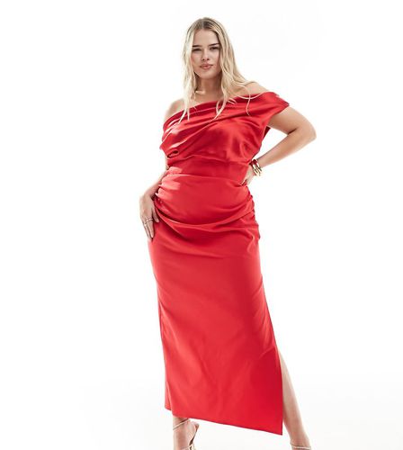 ASOS DESIGN Curve - Exclusivité - Robe mi-longue coupe Bardot avec body en satin - Asos Curve - Modalova