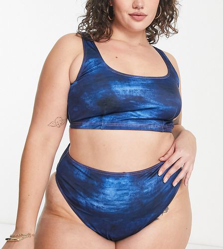 ASOS DESIGN Curve - Haut de bikini court à encolure carrée échancrée et imprimé tie-dye - Bleu - Asos Curve - Modalova