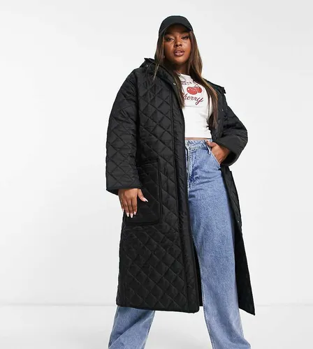 ASOS DESIGN Curve - Manteau long matelassé - Noir - Asos Curve - Modalova