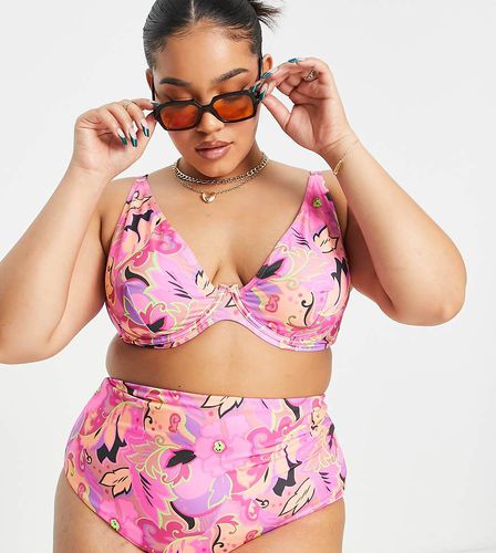 ASOS DESIGN Curve - Mix and Match - Bas de bikini taille haute à grandes fleurs - Asos Curve - Modalova