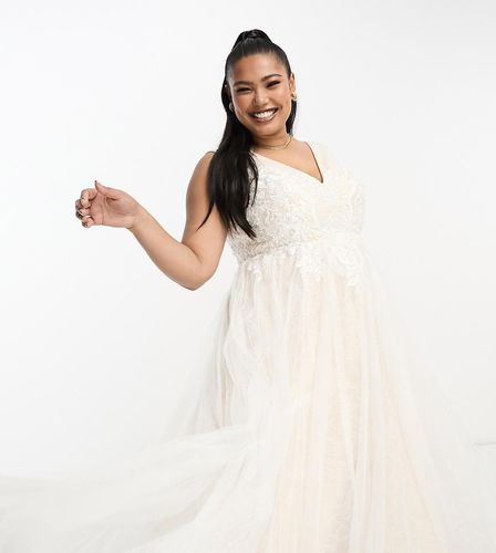 ASOS DESIGN Curve - Sienna - Robe de mariée décolletée avec doublure en dentelle et corsage orné de perles et broderies - Asos Curve - Modalova