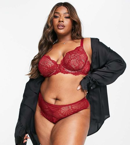 ASOS DESIGN Curve - Sienna - Soutien-gorge pigeonnant à armatures en dentelle - Bordeaux - Asos Curve - Modalova