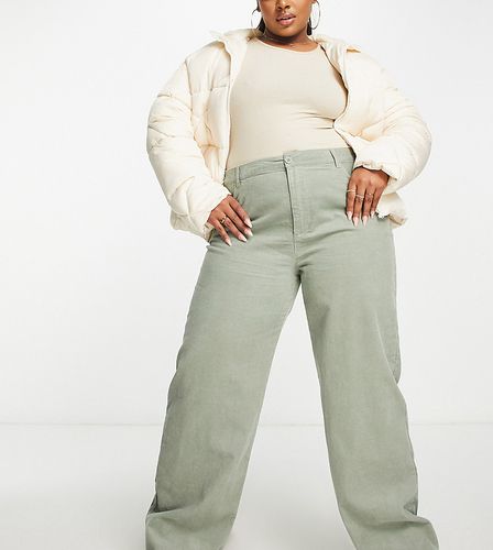 Curve - Pantalon coupe dad ample en velours côtelé - Sauge - Asos Design - Modalova
