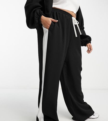 ASOS DESIGN Curve - Pantalon à enfiler avec empiècement contrastant - Noir - Asos Curve - Modalova