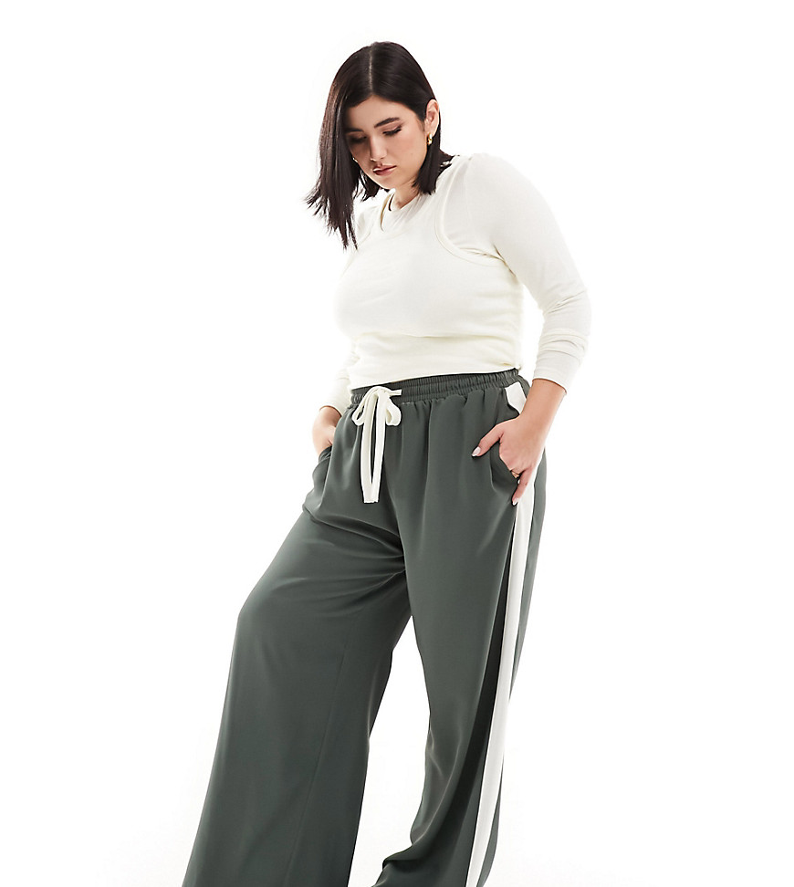 Curve - Pantalon à enfiler avec empiècement contrastant - Asos Design - Modalova