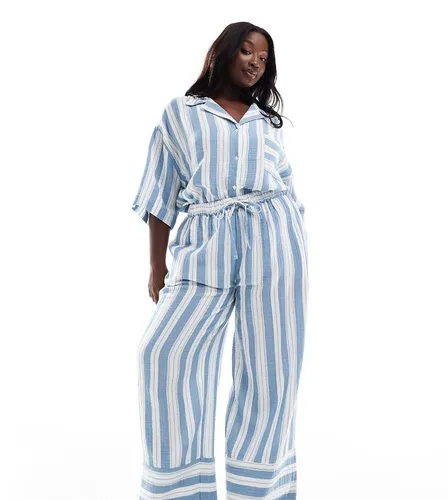 ASOS DESIGN Curve - Pantalon ample à enfiler - Rayures de pyjama - Asos Curve - Modalova