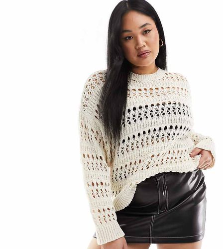 ASOS DESIGN Curve - Pull en maille texturée ajourée - Crème - Asos Curve - Modalova