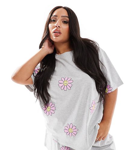 ASOS DESIGN Curve - Pyjama avec t-shirt oversize et short à imprimé fleurs - Asos Curve - Modalova