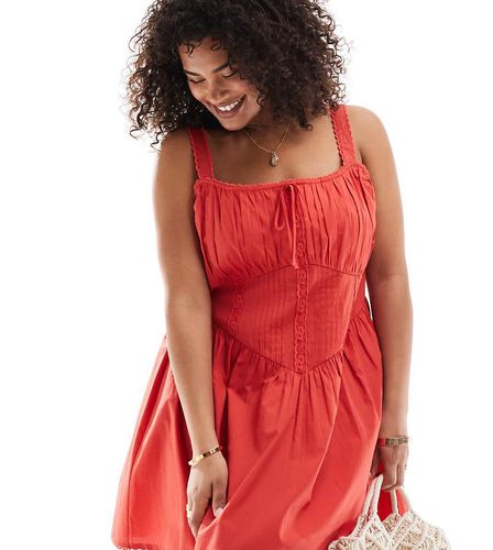 ASOS DESIGN Curve - Robe d'été courte avec corsage corseté et finitions en dentelle - Asos Curve - Modalova