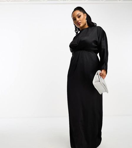 ASOS DESIGN Curve - Robe longue en satin avec manches chauve-souris et taille cache-caur - Asos Curve - Modalova