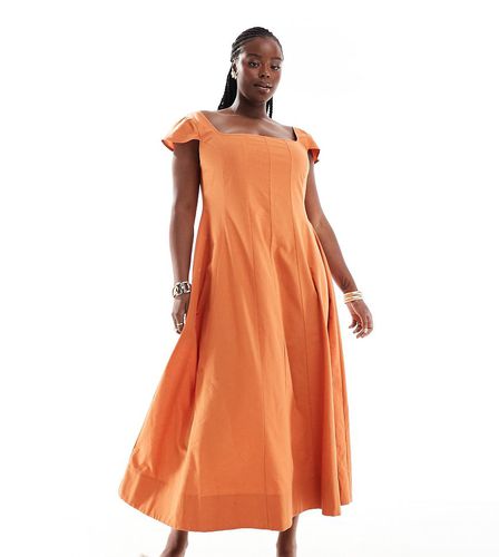 ASOS DESIGN Curve - Robe longue style tennis à coutures apparentes et mancherons - Mangue foncé - Asos Curve - Modalova