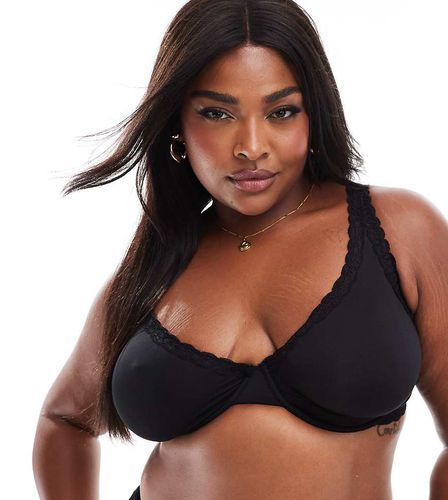 ASOS DESIGN Curve - Tia - Soutien-gorge en micro fibre ultra douce à armatures et bordures dentelle - Asos Curve - Modalova