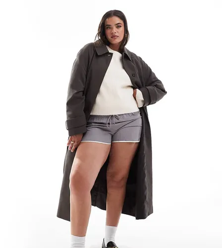 ASOS DESIGN Curve - Trench-coat long habillé avec col - Champignon - Asos Curve - Modalova