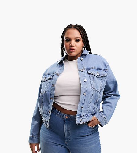 ASOS DESIGN Curve - Veste en jean style western - moyen délavé - Asos Curve - Modalova