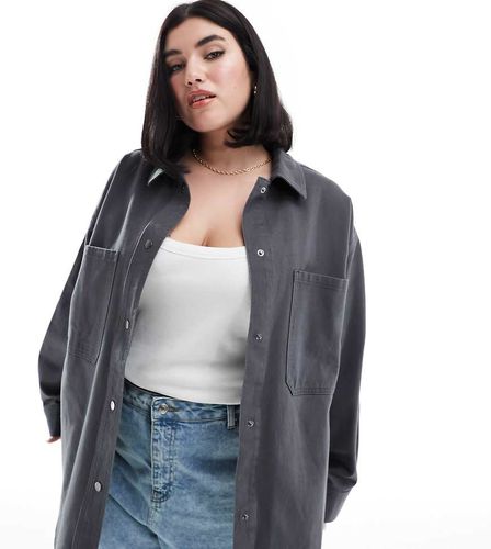 ASOS DESIGN Curve - Veste oversize en sergé - Anthracite - Asos Curve - Modalova