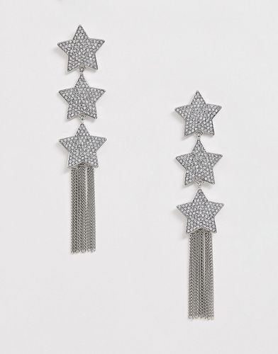 Boucles d'oreilles à pendants motif étoile en cristal avec franges en chaîne - Asos Design - Modalova