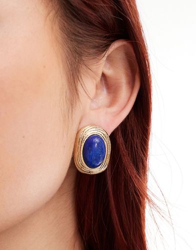 Boucles d'oreilles avec détail en pierre lapis semi-précieuse véritable - Asos Design - Modalova