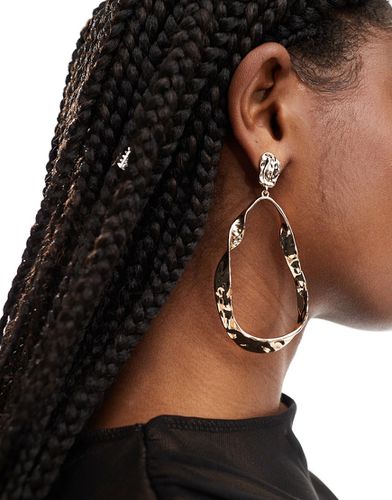 Boucles d'oreilles pendantes à détail oval effet martelé - Asos Design - Modalova