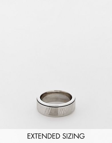 Bague à anneau mobile en acier inoxydable résistant à l'eau avec gravures horizontales - Asos Design - Modalova