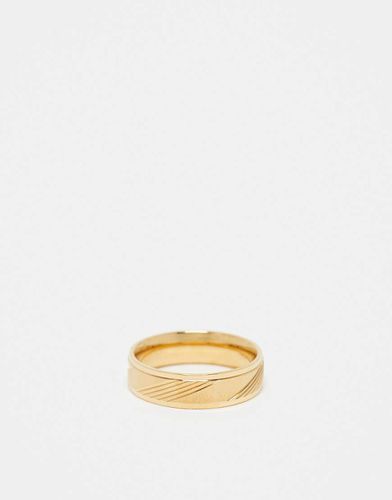 Bague en acier inoxydable étanche avec motif horizontal en relief - Asos Design - Modalova