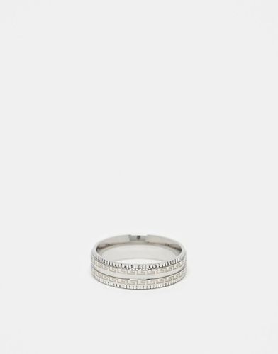 Bague en acier inoxydable imperméable avec motif clé grecque - Asos Design - Modalova