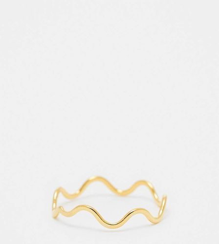 Bague en argent massif plaqué or motif vague - Asos Design - Modalova