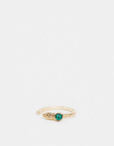 Bague motif serpent ornée d'une malachite verte - Asos Design - Modalova