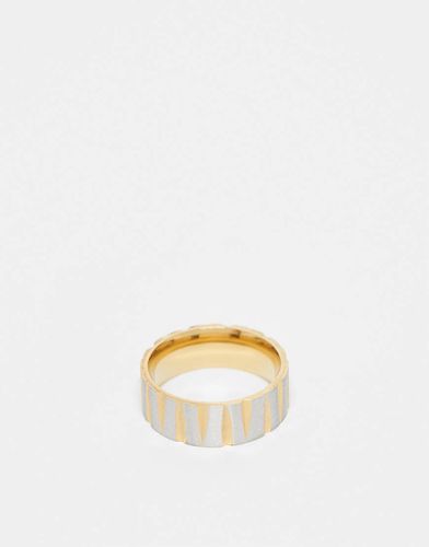 Bague texturée en acier inoxydable étanche - Argenté/ - Asos Design - Modalova