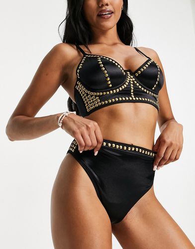 Bas de bikini échancré à taille haute avec détail doré - Asos Design - Modalova