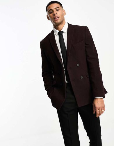 Blazer ajusté en laine mélangée à chevrons - Bordeaux - Asos Design - Modalova