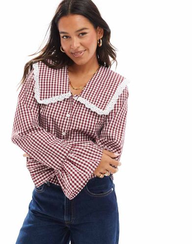 Blouse à col oversize à carreaux vichy - Rouge - Asos Design - Modalova