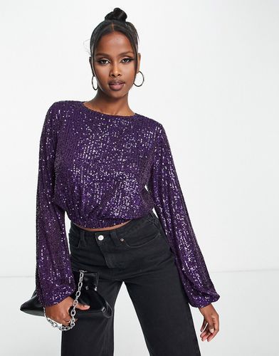 Blouse à sequins avec manches ballon - Asos Design - Modalova